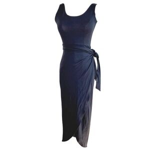 Reformation Black Wrap Midi Dress XS Like New Stretch Chic